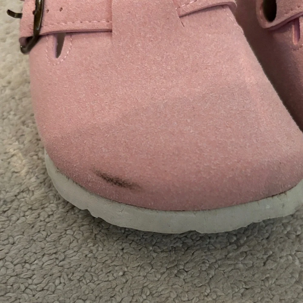 Kids Pink Suede Slingback Shoes